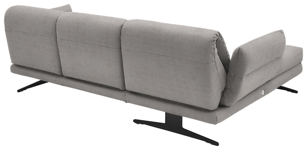 ECKSOFA Sandfarben Flachgewebe  - Sandfarben/Schwarz, Design, Textil/Metall (176-217/259-307cm) - Dieter Knoll