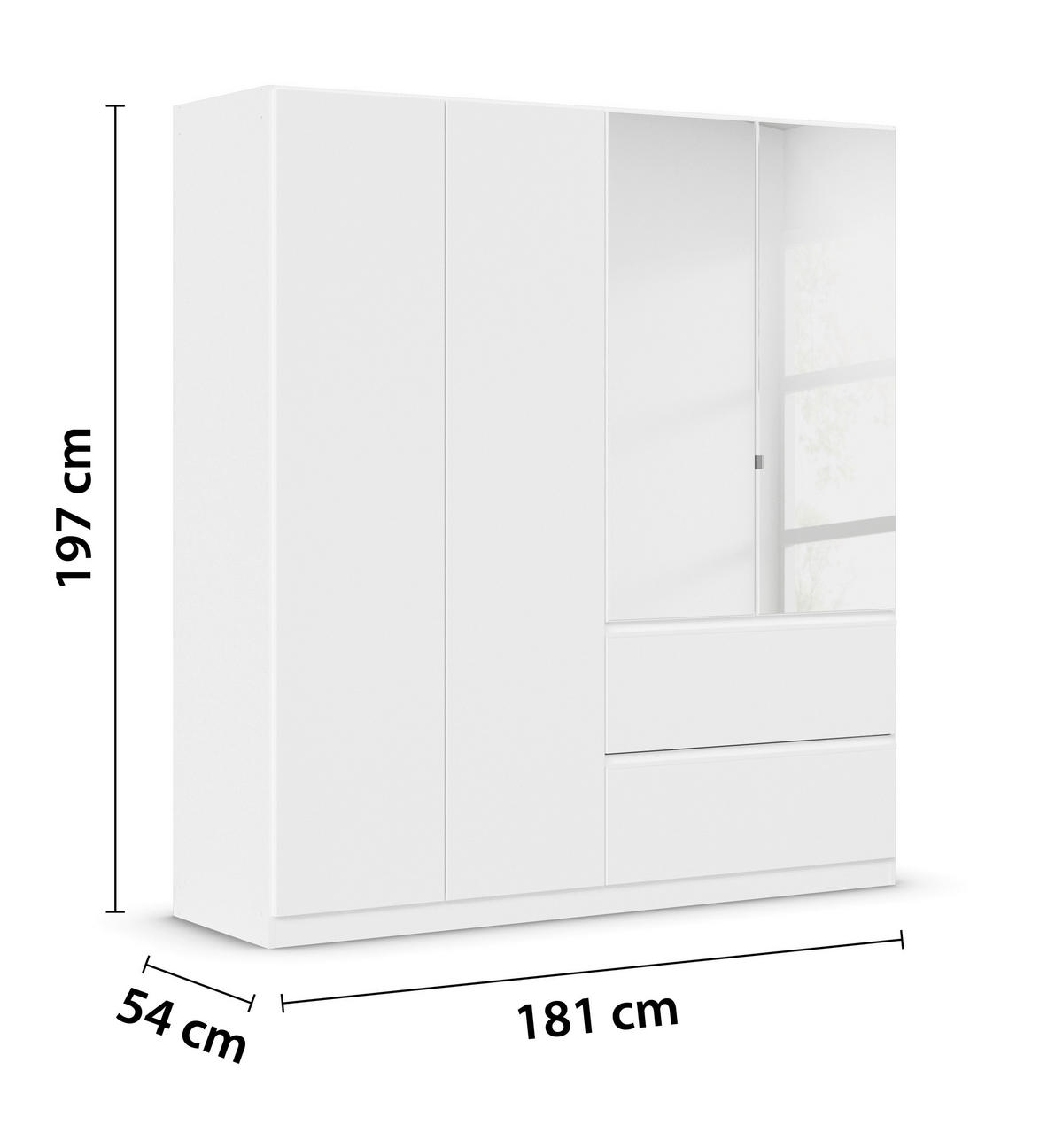 DREHTÜRENSCHRANK in Weiss  - Weiss, Modern, Holzwerkstoff (181/197/54cm) - Rauch Möbel