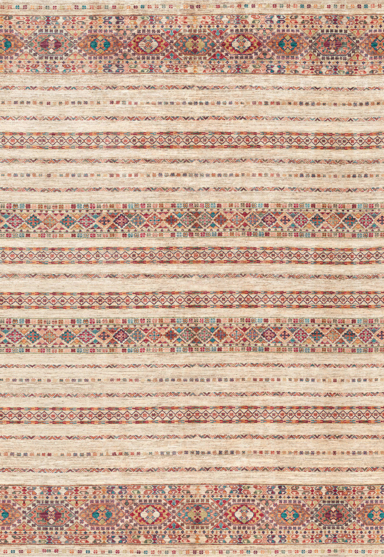 Lindorug Vintage-Teppich Cortea Araqan Terracotta, Graublau, Elfenbein 200x290 cm