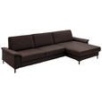 ECKSOFA  in Echtleder Dunkelbraun  334/176 cm  - Dunkelbraun/Schwarz, Design, Leder/Metall (334/176cm) - Dieter Knoll