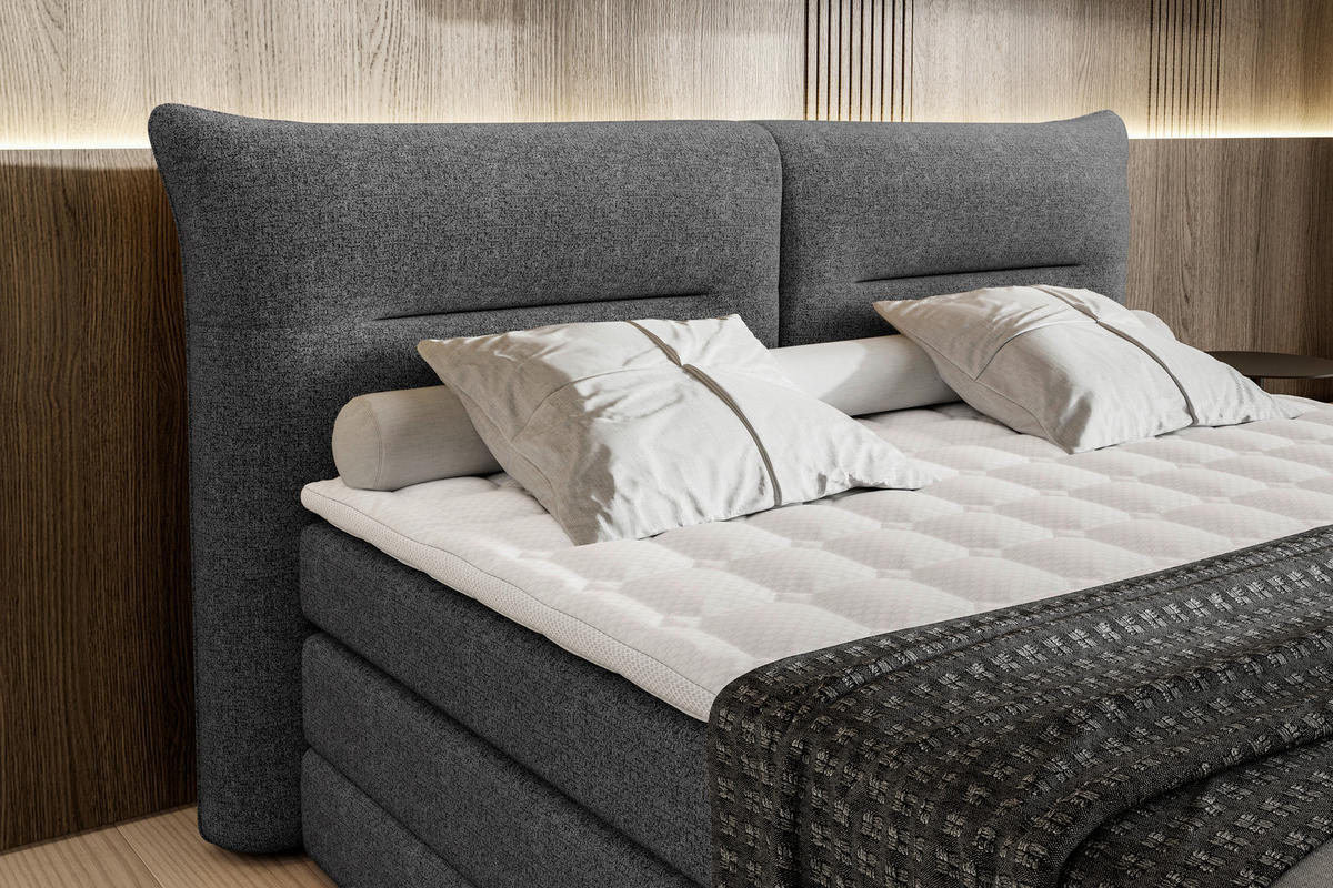 BOXSPRINGBETT 180/200 cm  in Anthrazit  - Anthrazit/Schwarz, Design, Kunststoff/Textil (180/200cm) - Chameo