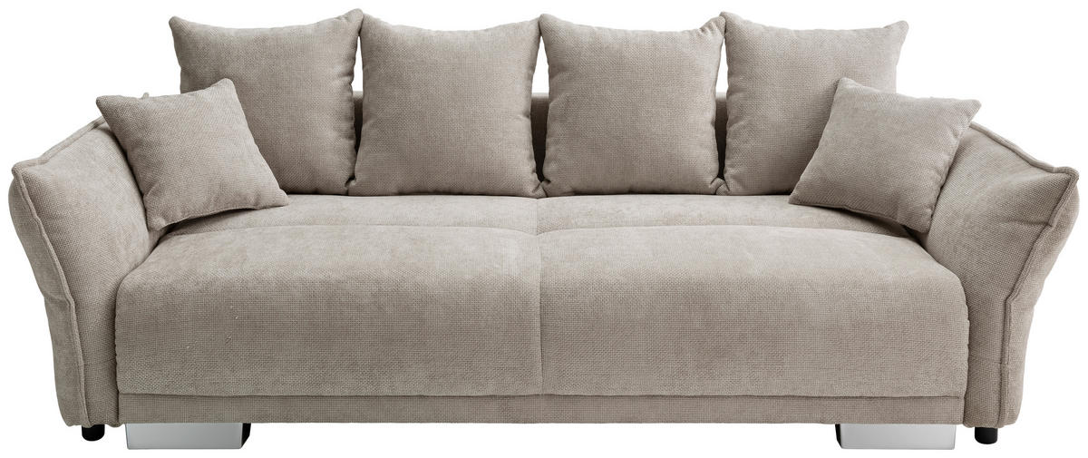 BIGSOFA Mikrofaser Creme  - Chromfarben/Creme, Basics, Kunststoff/Textil (242/71/90/131cm) - Livetastic