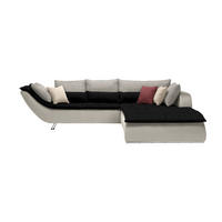 SOFFA i textil svart, vit, ljusgrå  - vit/kromfärg, Design, metall/textil (300/220cm) - Livetastic
