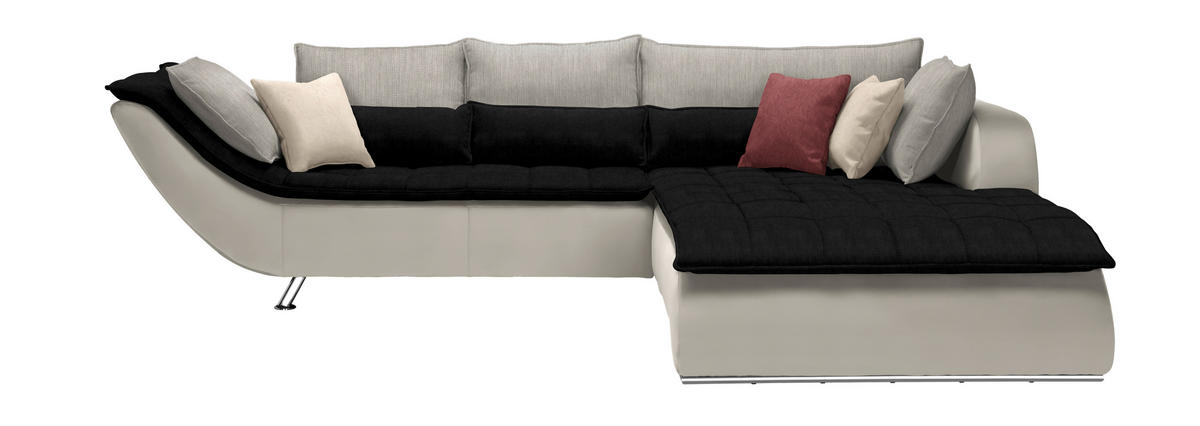 SOFFA i textil svart, vit, ljusgrå  - vit/kromfärg, Design, metall/textil (300/220cm) - Livetastic