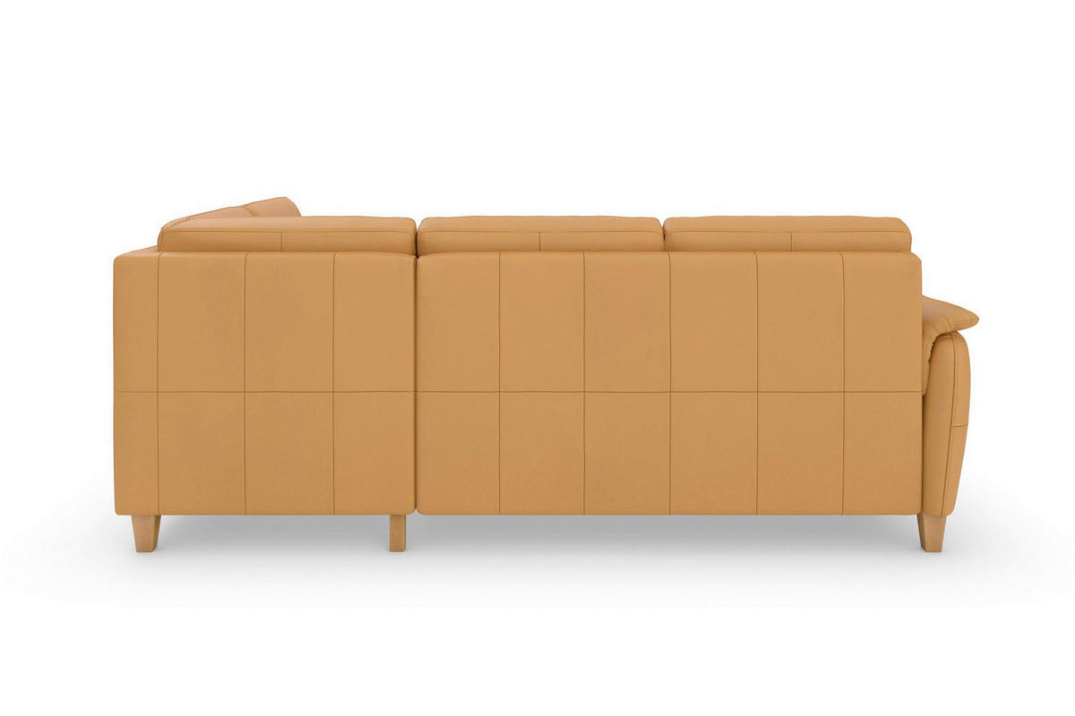 ROHOVÁ SEDAČKA, koža, kari žltá - farba duba/kari žltá, Basics, koža/drevo (236/212cm) - Sit & More