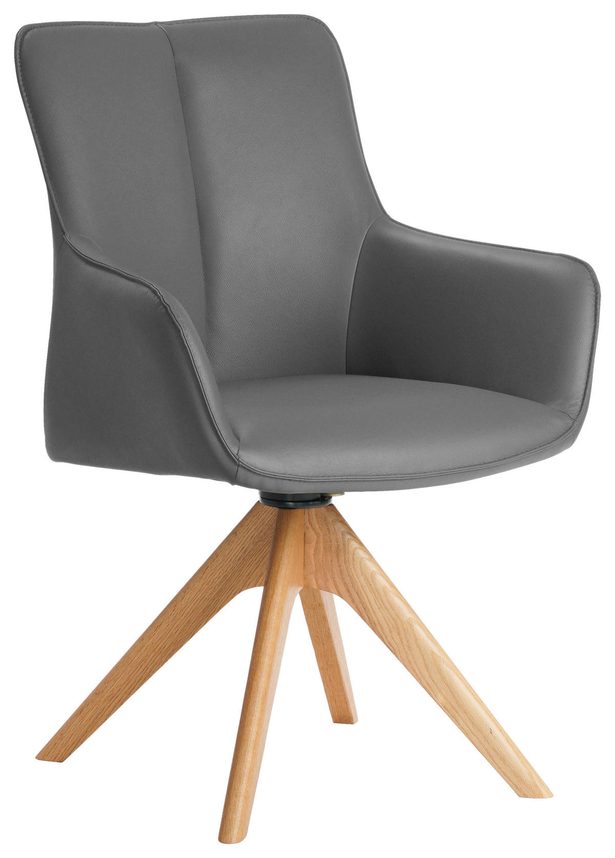 ARMLEHNSTUHL Eisen Echtleder pigmentiert  - Eichefarben/Grau, Modern, Leder/Holz (64/87/60cm) - Novel