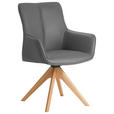 ARMLEHNSTUHL in Holz, Metall, Leder Grau  - Eichefarben/Grau, MODERN, Leder/Holz (64/87/60cm) - Novel