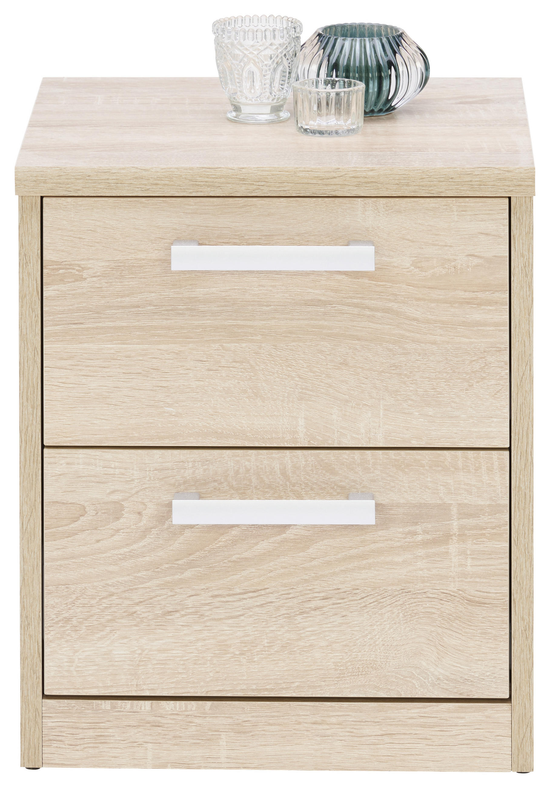 NACHTSCHRANK Sonoma Eiche - Silberfarben/Schwarz, Basics, Metall (38/46/36cm) - Xora