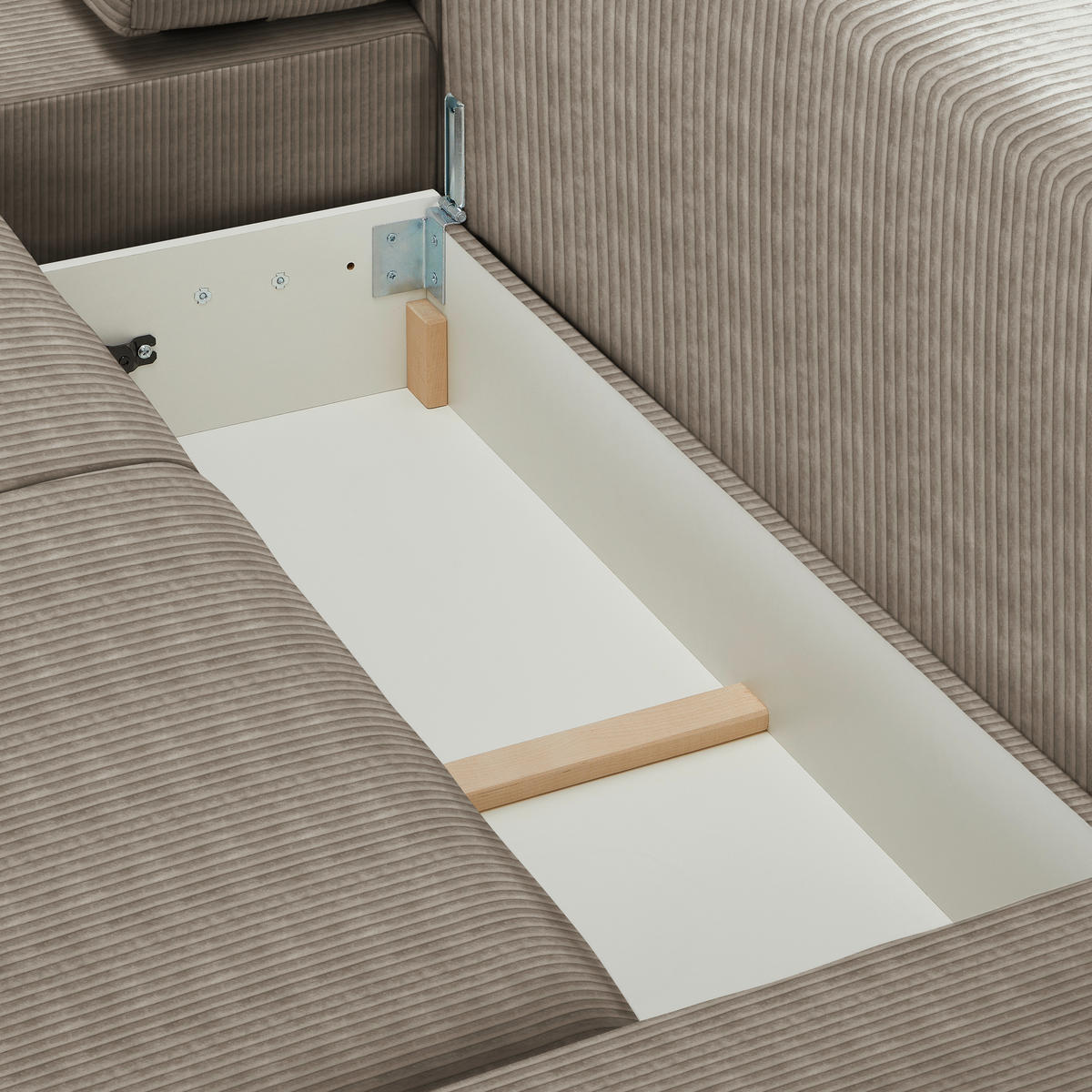WOHNLANDSCHAFT in Cord Taupe  - Taupe/Buchefarben, Konventionell, Holz/Kunststoff (283/371/208cm) - Livetastic