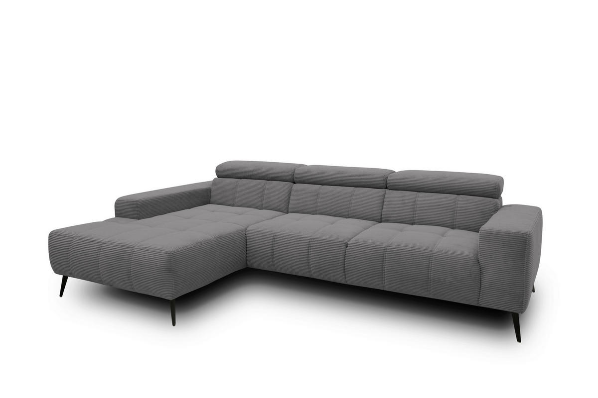 ECKSOFA TRENTO Grau Mikrofaser  - Dunkelgrau/Schwarz, MODERN, Textil/Metall (287/175cm) - MID.YOU