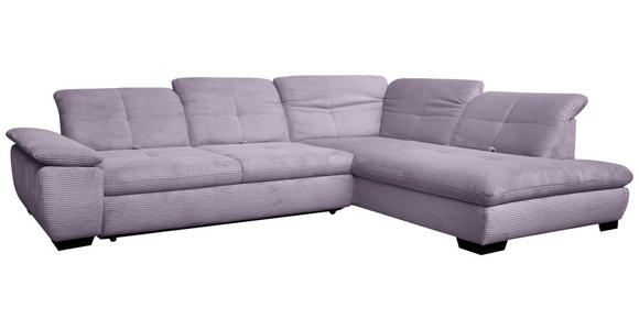 ECKSOFA in Cord Lila  - Lila/Schwarz, Design, Textil/Metall (313/242cm) - Xora