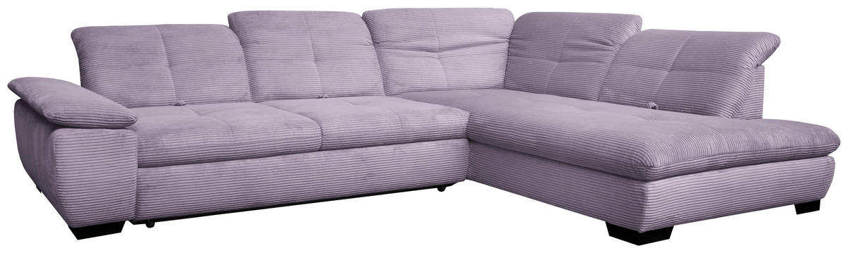 ECKSOFA in Cord Lila  - Lila/Schwarz, Design, Textil/Metall (313/242cm) - Xora