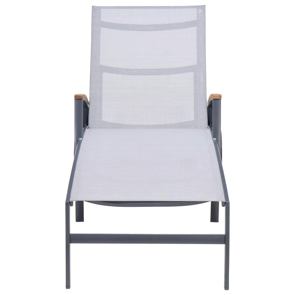 Thumbnail - Ambia Garden Gartenliege, Grau, Hellgrau, Teak, Holz, Metall, Textil, Eukalyptusholz, massiv, 78x103x180 cm, Fsc, Räder ...