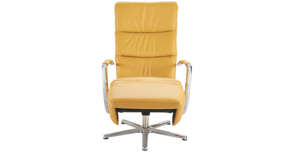 RELAXSESSEL in Leder Gelb - Chromfarben/Gelb, Design, Leder/Metall (64/112/80cm) - Cantus