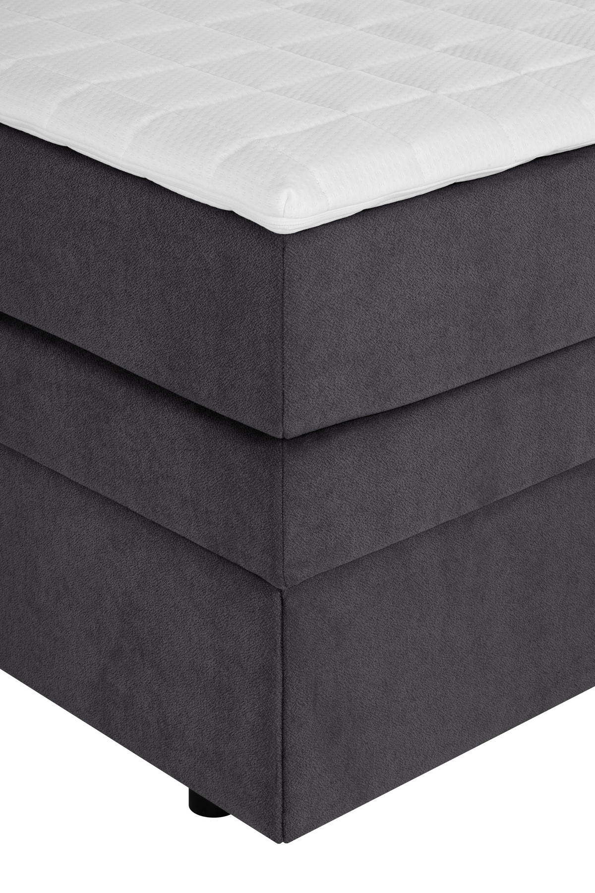 BOXSPRINGBETT 140/200 cm,  in Anthrazit  - Anthrazit/Schwarz, Design, Kunststoff/Textil (140/200cm) - Welnova