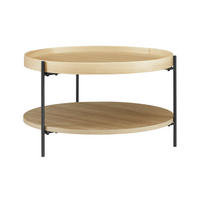 COUCHTISCH 69/69/39 cm rund Eichefarben  - Eichefarben/Schwarz, Design, Holzwerkstoff/Metall (69/69/39cm) - Livetastic