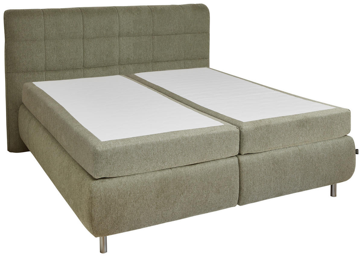 BOXSPRING-ÁGY 160/200 cm  világoszöld  - alumínium színű/világoszöld, Konventionell, textil/fém (160/200cm) - Dieter Knoll