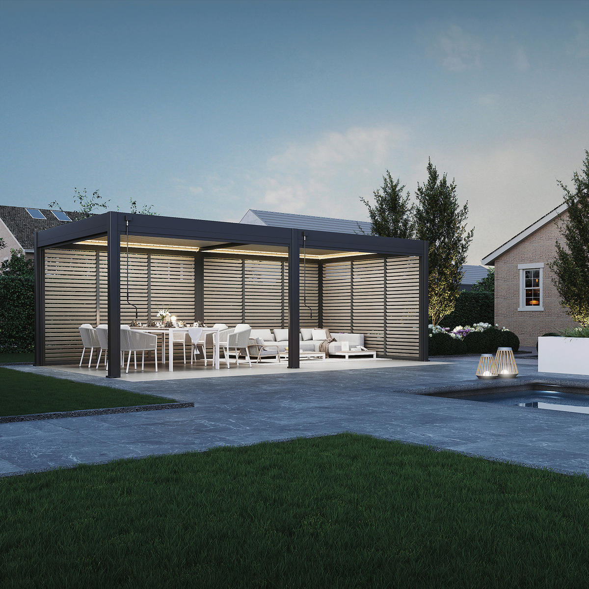 PERGOLA-SEITENTEIL 113/235/10 cm   - Naturfarben, Basics, Metall (113/235/10cm) - Gardenson