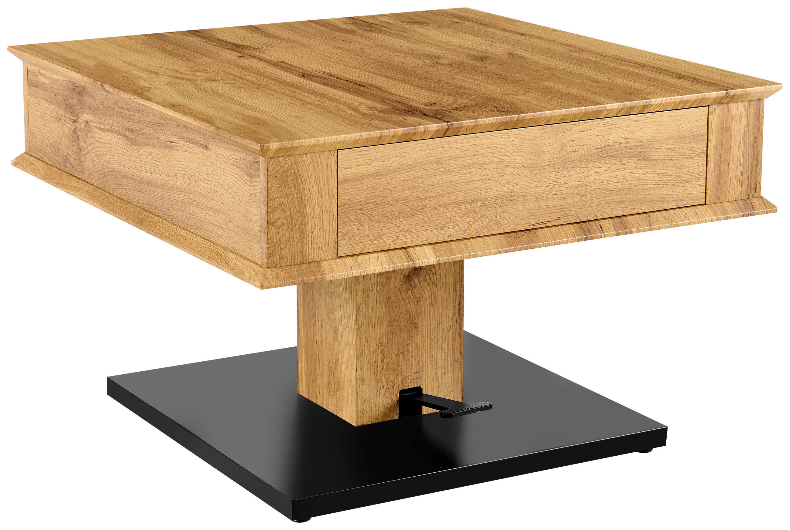 COUCHTISCH 70/70/46,5-66 cm quadratisch Schwarz, Eichefarben  - Eichefarben/Schwarz, Design, Holzwerkstoff/Metall (70/70/46,5-66cm) - Carryhome