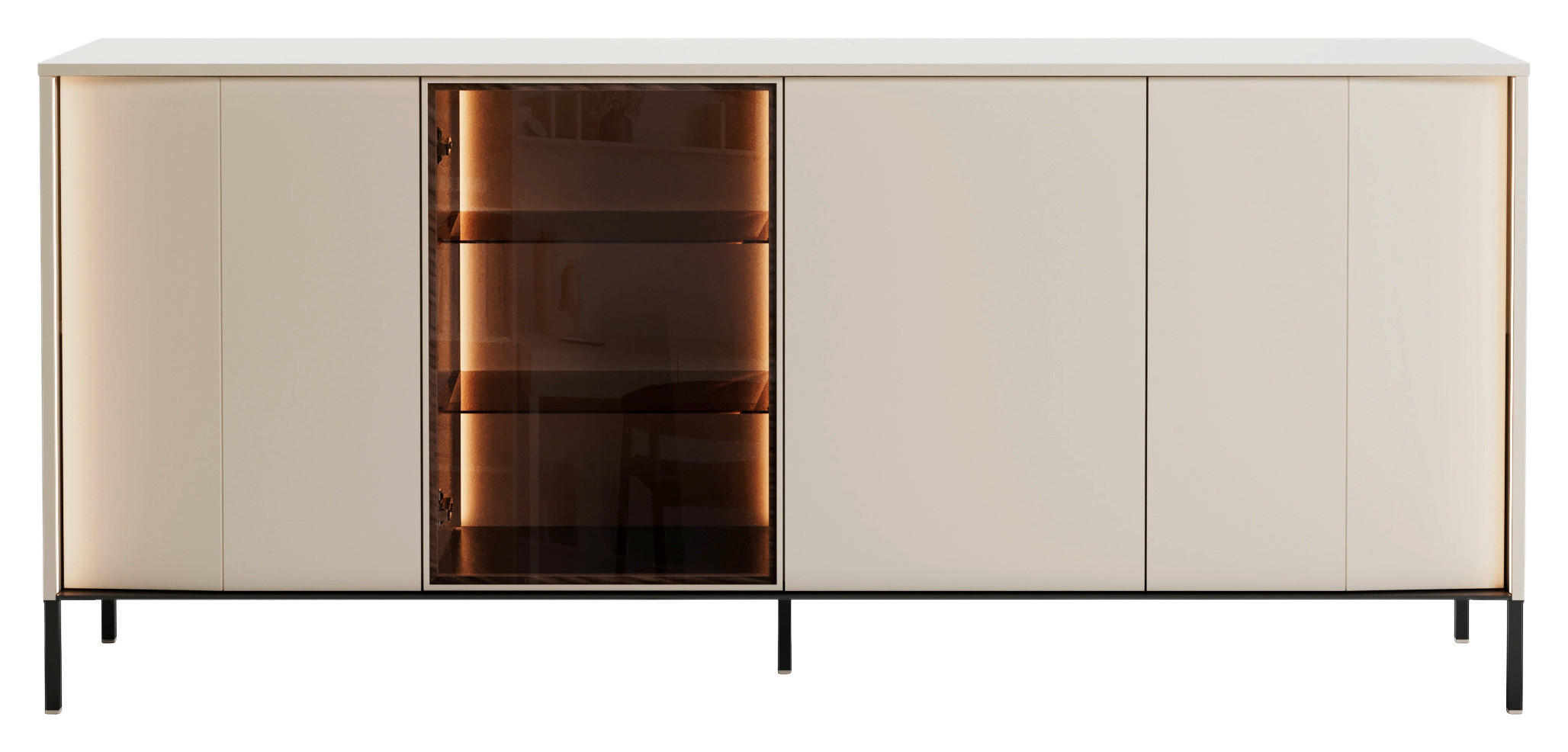 SIDEBOARD  193/85/40 cm  - Beige/Schwarz, Design, Glas/Holzwerkstoff (193/85/40cm) - Lomoco