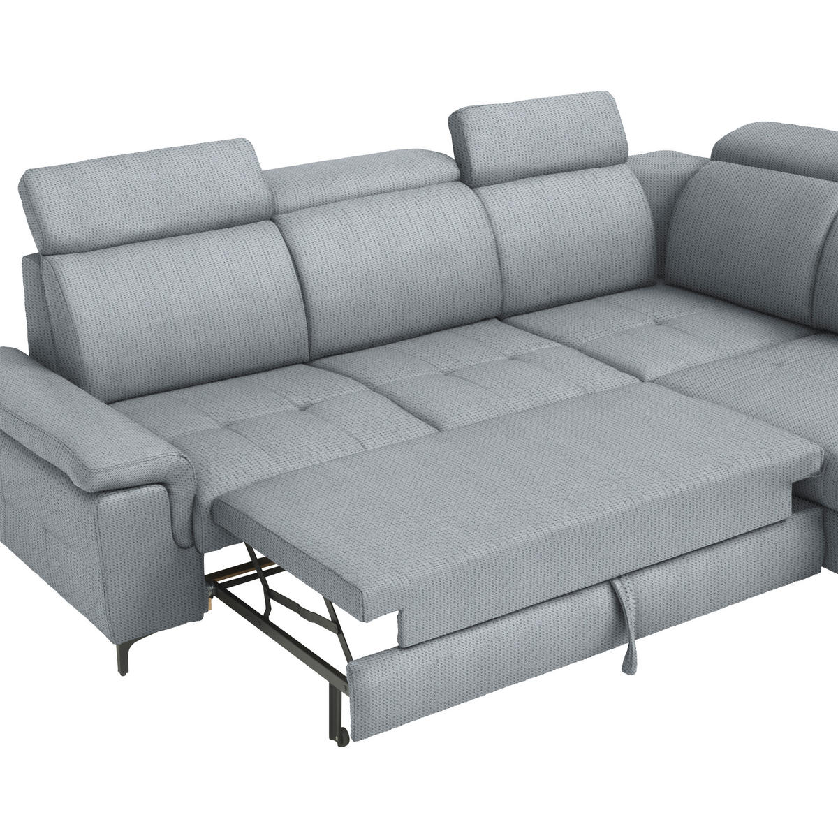 ECKSOFA Struktur Grau  - Schwarz/Grau, Design, Textil/Metall (292/270cm) - Stylife