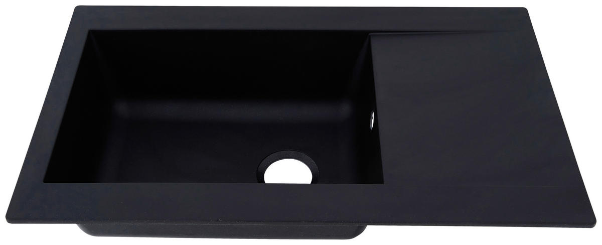 SPÜLE 1712DENVER86X50S  - Schwarz, Trend, Glas/Kunststoff (86/20/50cm) - Respekta