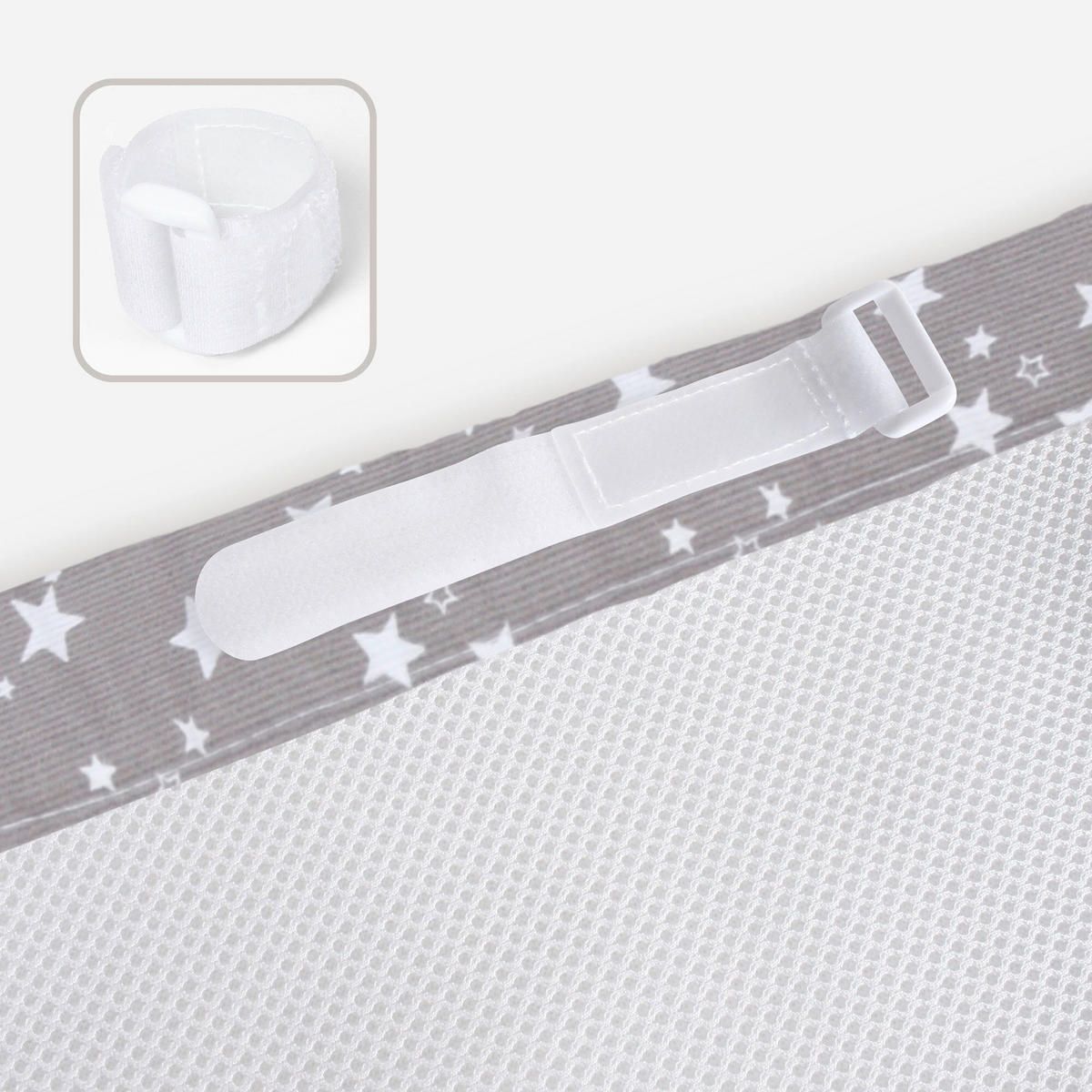 NESTCHEN babybay Nestchen 3D Mesh  - Grau, Basics, Naturmaterialien (168/24/2cm) - Tobi