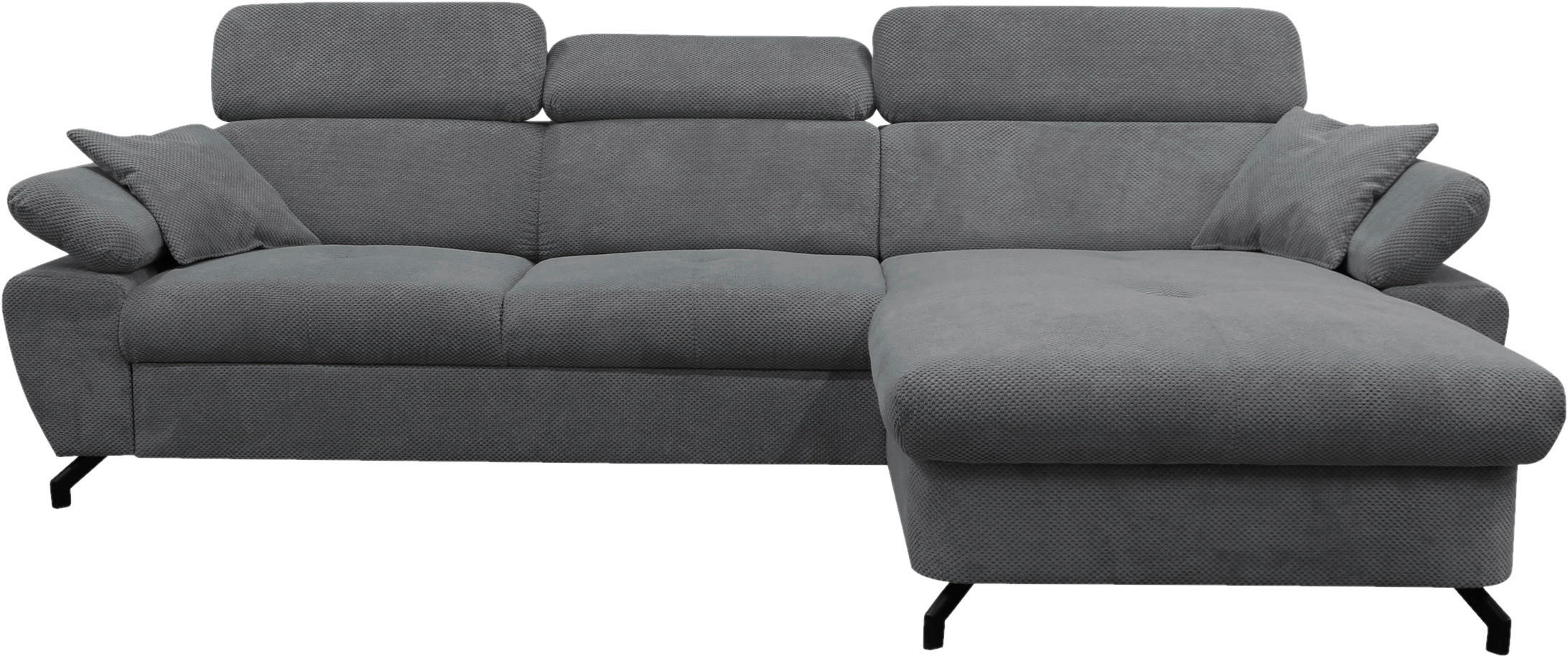 ECKSOFA OMEGA in Chenille Dunkelgrau  280/186 cm  - Dunkelgrau/Schwarz, Design, Textil/Metall (280/186cm) - MID.YOU