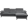 ECKSOFA OMEGA in Chenille Dunkelgrau  280/186 cm  - Dunkelgrau/Schwarz, Design, Textil/Metall (280/186cm) - MID.YOU