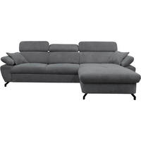 ECKSOFA OMEGA in Chenille Dunkelgrau  280/186 cm  - Dunkelgrau/Schwarz, Design, Textil/Metall (280/186cm) - MID.YOU