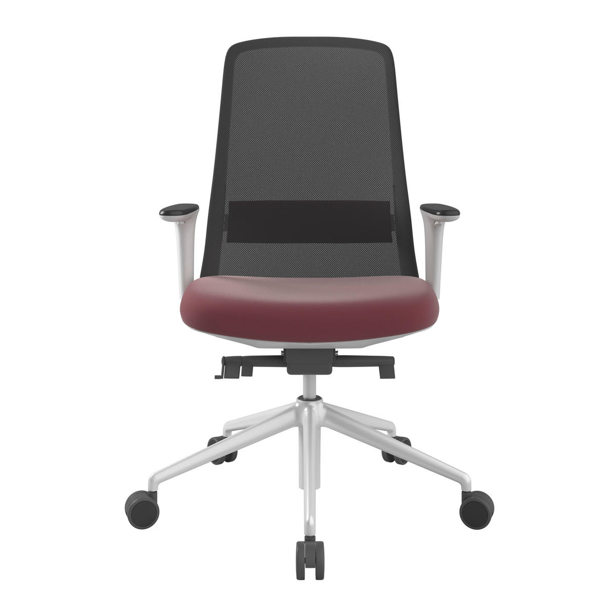 DREHSTUHL Lederlook Schwarz, Weiß, Dunkelrot  - Schwarz/Weiß, MODERN, Kunststoff/Textil (70/103-115/70cm)