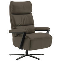 FERNSEHSESSEL in Graubraun  - Graubraun/Schwarz, Design, Leder/Metall (74/111/85cm) - Schöner Wohnen