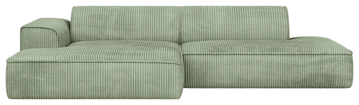 ECKSOFA Cord Mintgrün  - Schwarz/Mintgrün, Konventionell, Holzwerkstoff/Kunststoff (294/165cm) - Livetastic