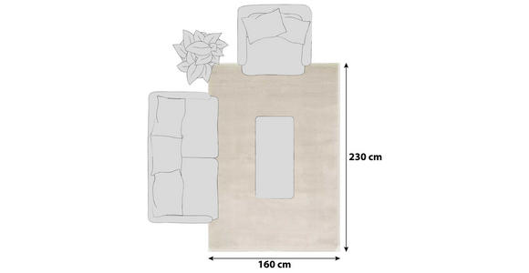 HOCHFLORTEPPICH 160/230 cm Bellevue Creme  - Creme, Basics, Textil (160/230cm) - Novel