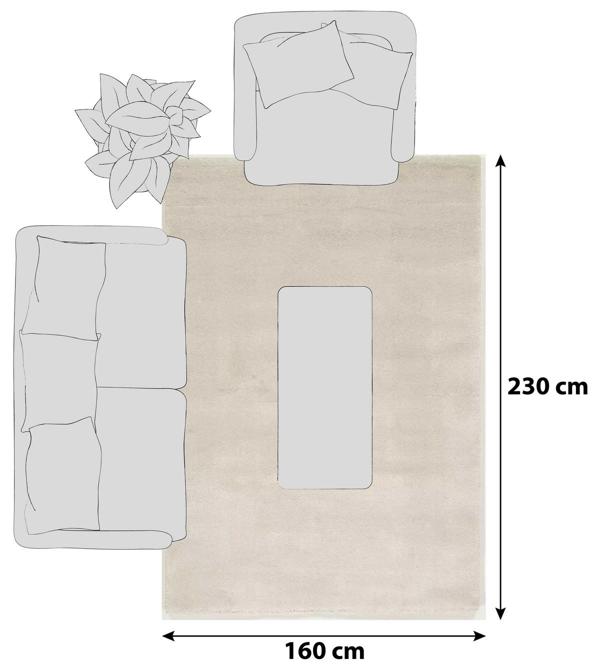HOCHFLORTEPPICH 160/230 cm Bellevue Creme  - Creme, Basics, Textil (160/230cm) - Novel