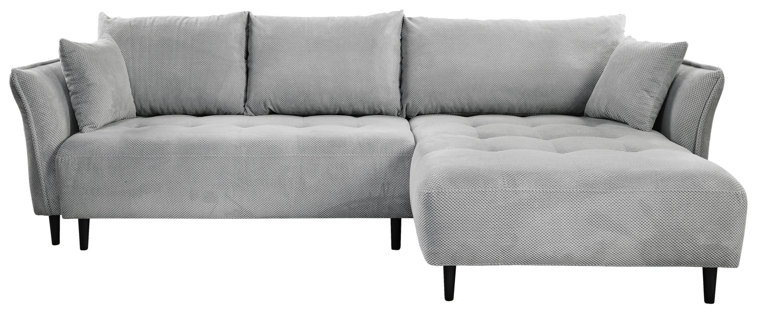 ECKSOFA in Chenille Hellgrau  - Hellgrau/Schwarz, KONVENTIONELL, Holz/Textil (290/160cm) - Carryhome