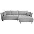 ECKSOFA in Chenille Hellgrau  - Hellgrau/Schwarz, KONVENTIONELL, Holz/Textil (290/160cm) - Carryhome