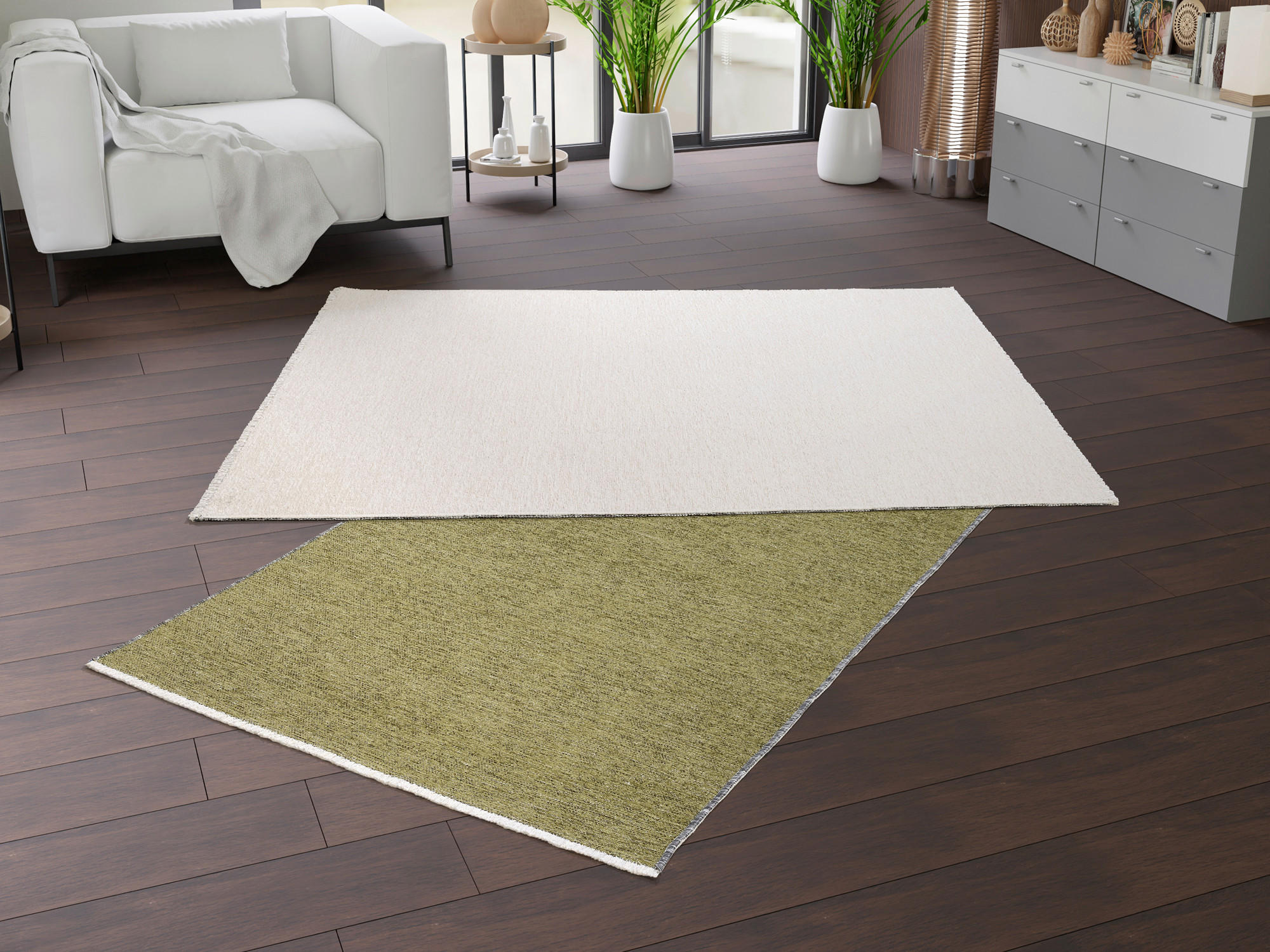 FLACHWEBETEPPICH 140/200 cm Creme, Grün  - Creme/Grün, Design, Textil (140/200cm) - Novel