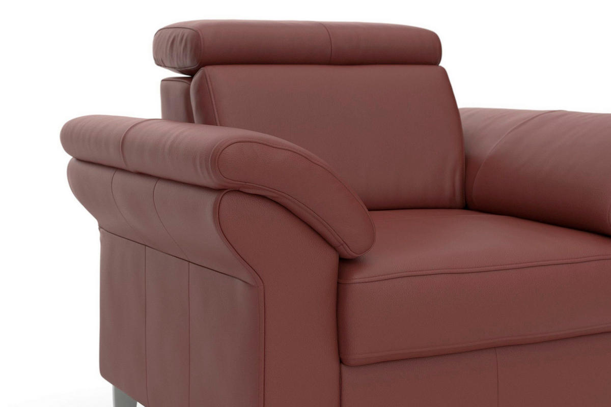 SESSEL in Echtleder Rotbraun  - Chromfarben/Rotbraun, Basics, Leder/Metall (101/84/93cm) - Sit & More