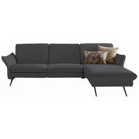 ECKSOFA Dunkelbraun Mikrofaser  - Anthrazit/Dunkelbraun, Design, Textil/Metall (262/158cm) - Himolla