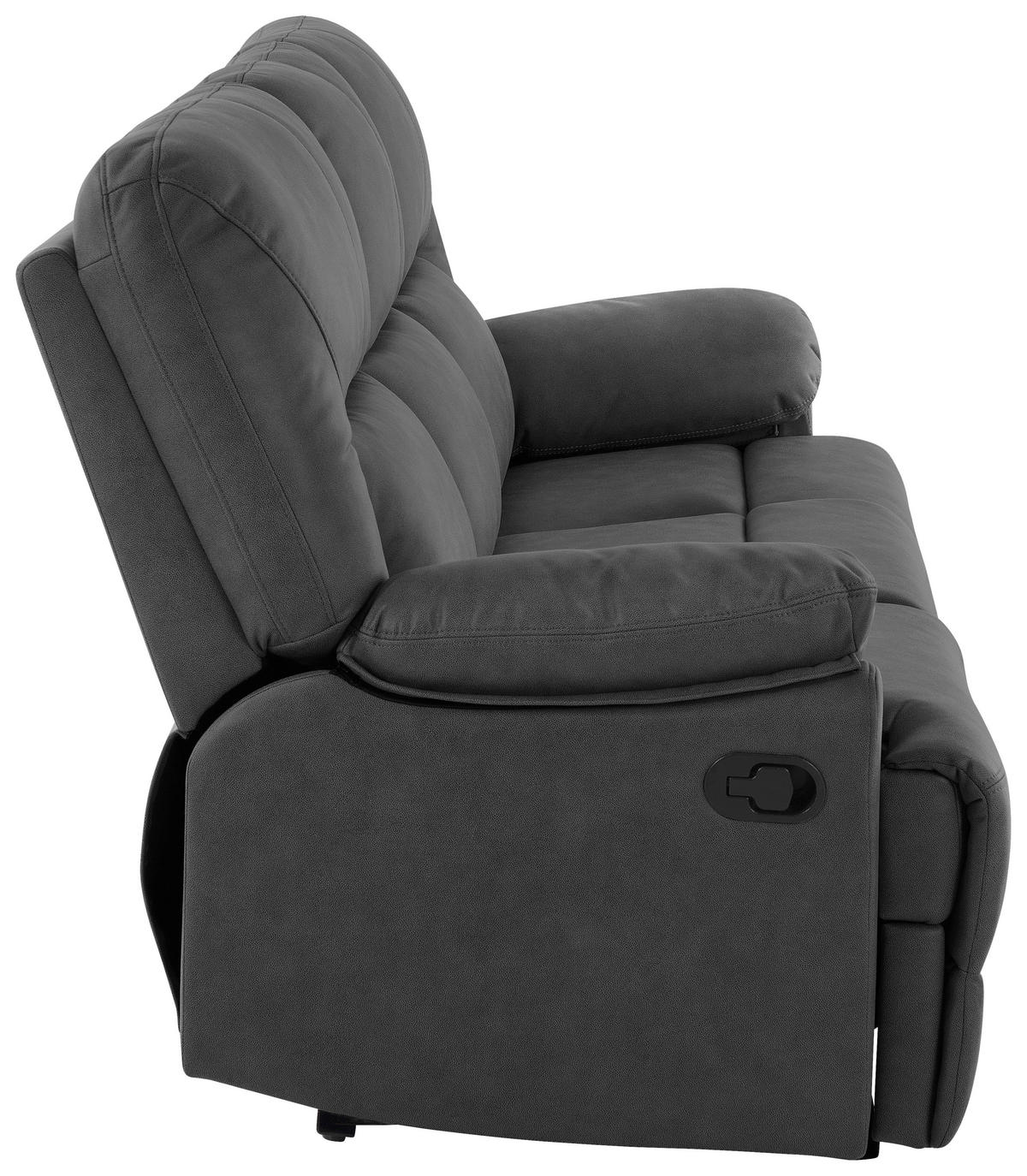 SITZGARNITUR Mikrofaser Grau  - Schwarz/Grau, KONVENTIONELL, Textil/Metall - Livetastic