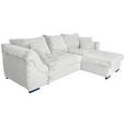 ECKSOFA Hellgrau Cord - Hellgrau/Schwarz, KONVENTIONELL, Textil/Metall (258/168cm) - Carryhome