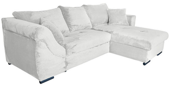 ECKSOFA Hellgrau Cord - Hellgrau/Schwarz, KONVENTIONELL, Textil/Metall (258/168cm) - Carryhome