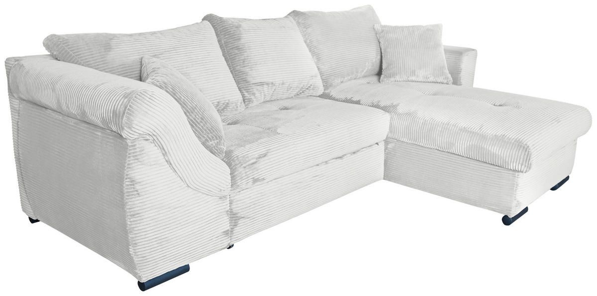 ECKSOFA Hellgrau Cord  - Hellgrau/Schwarz, KONVENTIONELL, Textil/Metall (258/168cm) - Carryhome