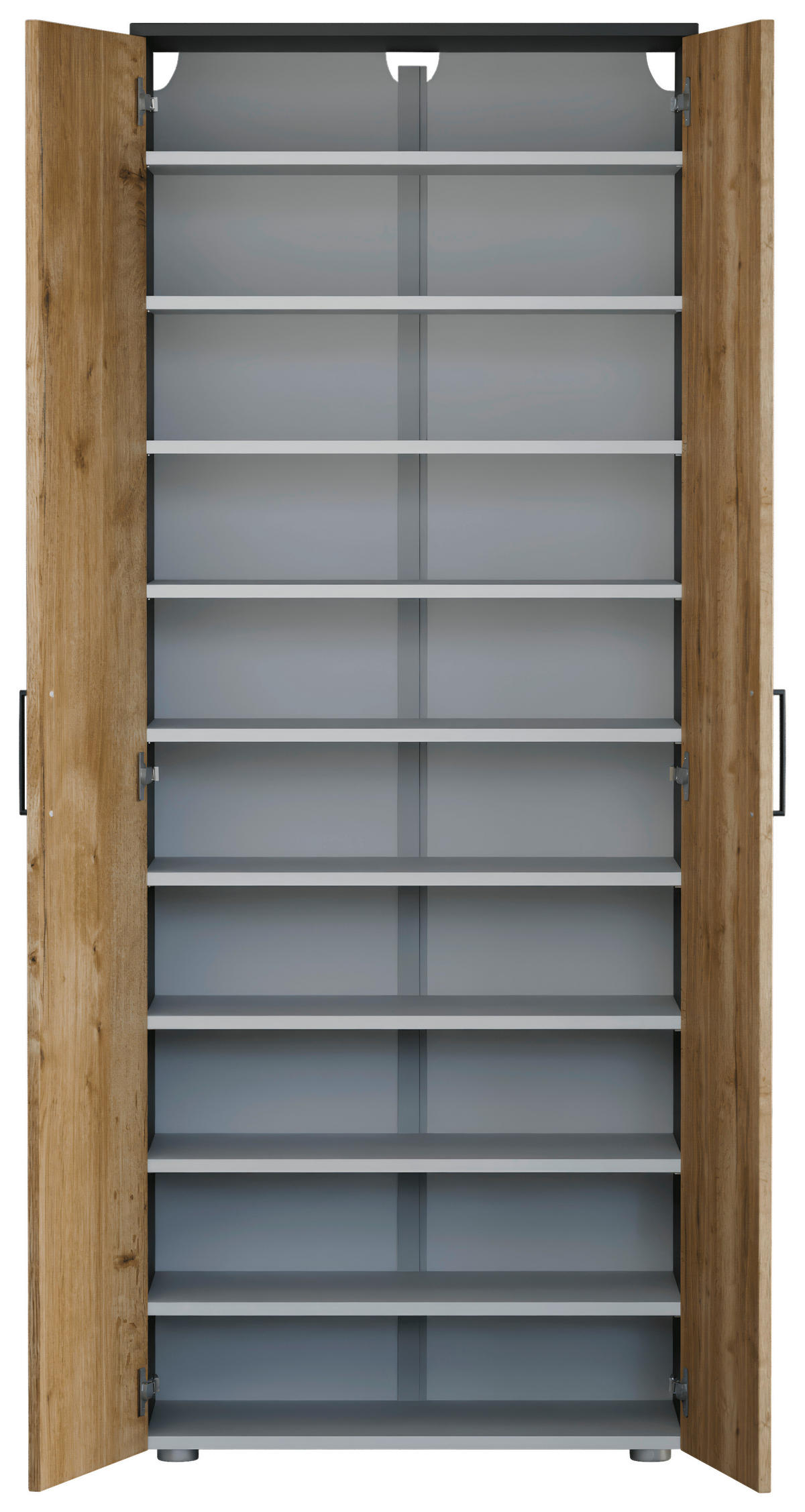 OMARA ZA ČEVLJE antracit, divji hrast - srebrne barve/črna, Basics, kovina/umetna masa (80/200/38cm) - Moderano