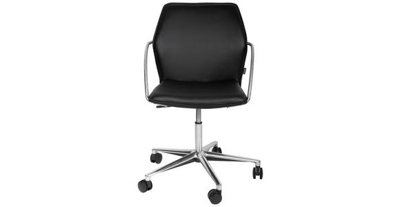 DREHSTUHL  in Schwarz, Edelstahlfarben  - Chromfarben/Edelstahlfarben, Design, Leder/Kunststoff (56,5/82-94/60cm) - Novel