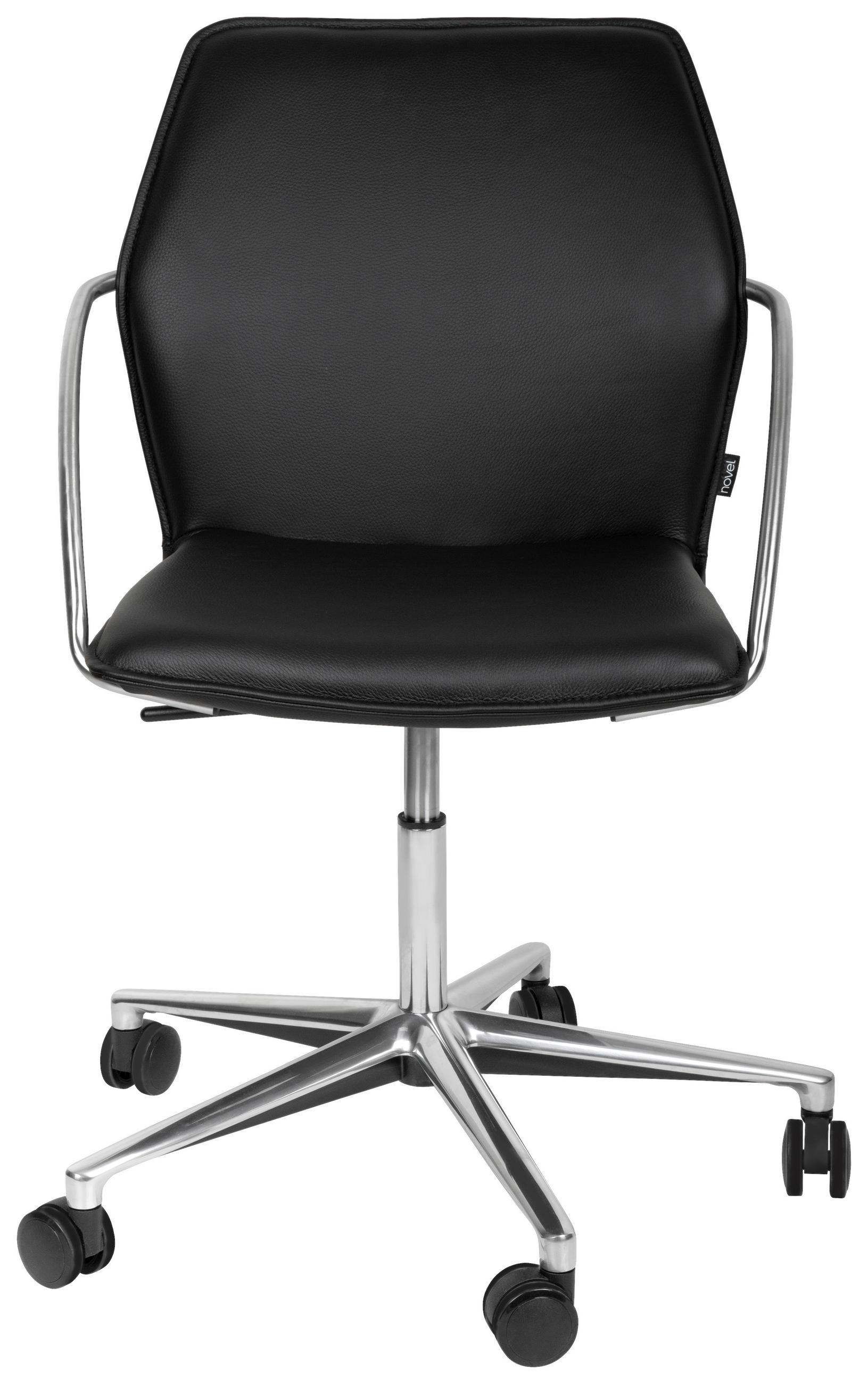 DREHSTUHL  in Schwarz, Edelstahlfarben  - Chromfarben/Edelstahlfarben, Design, Leder/Kunststoff (56,5/82-94/60cm) - Novel