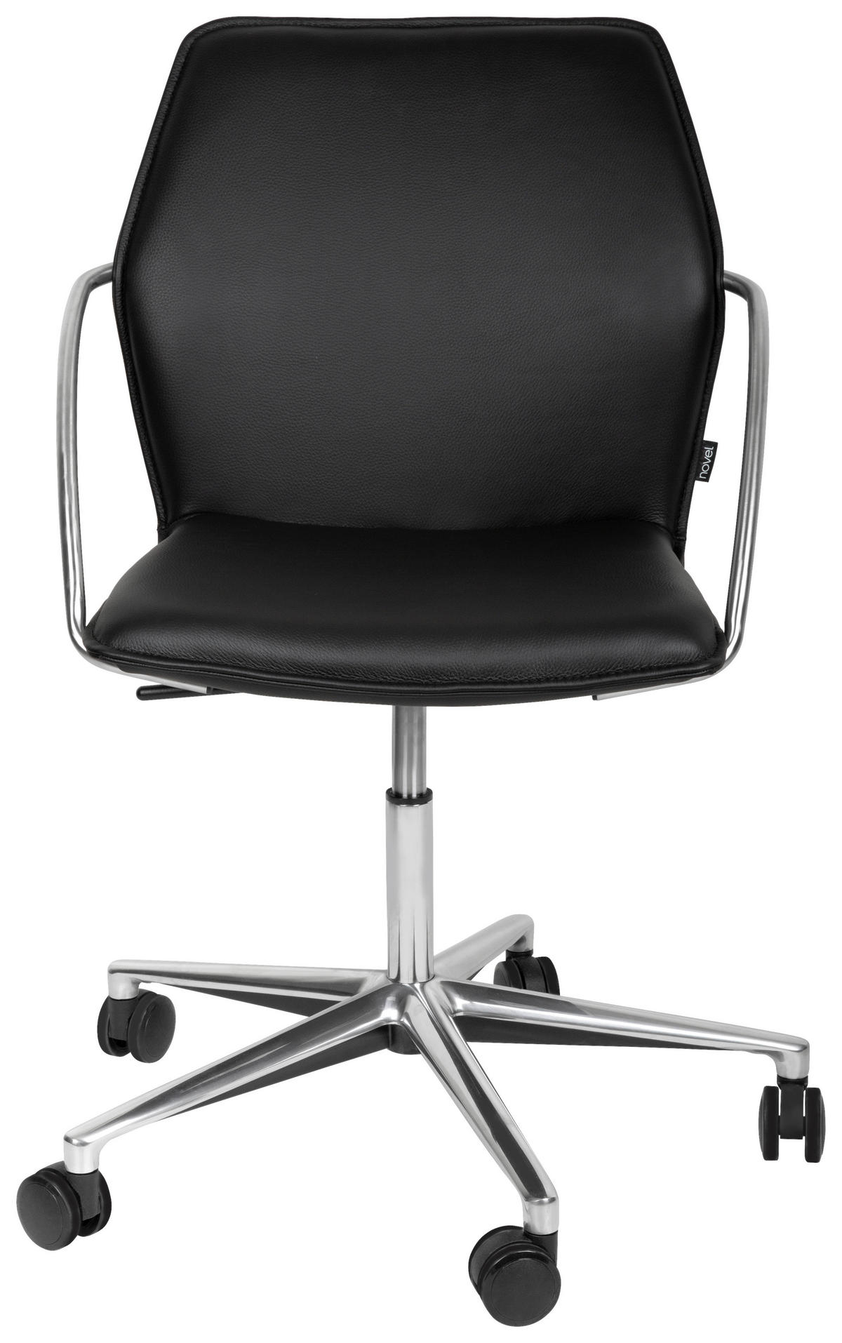 DREHSTUHL  in Schwarz, Edelstahlfarben  - Chromfarben/Edelstahlfarben, Design, Leder/Kunststoff (56,5/82-94/60cm) - Novel