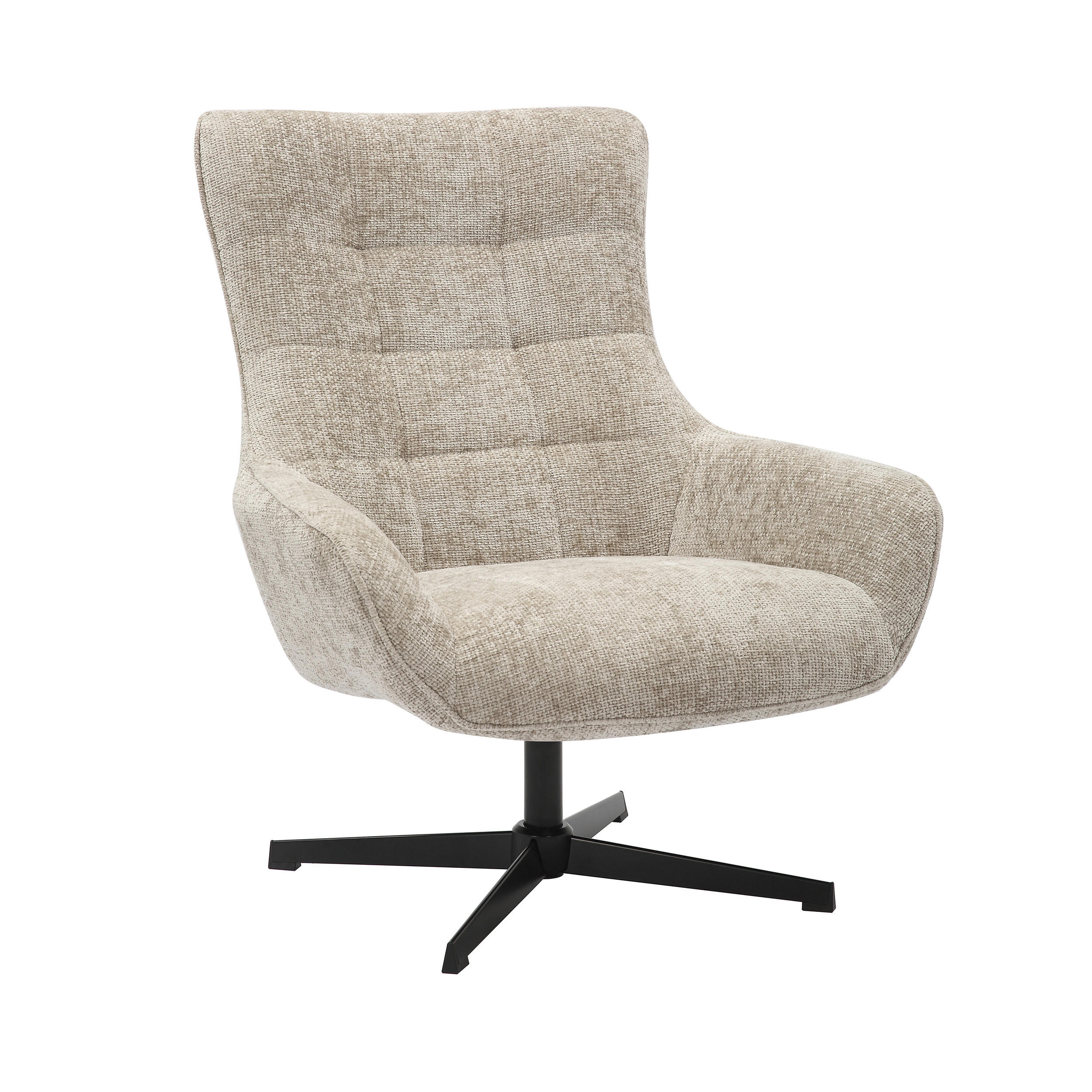 SESSEL in Chenille Hellgrau  - Hellgrau/Schwarz, MODERN, Textil/Metall (81/103/85cm) - Livetastic