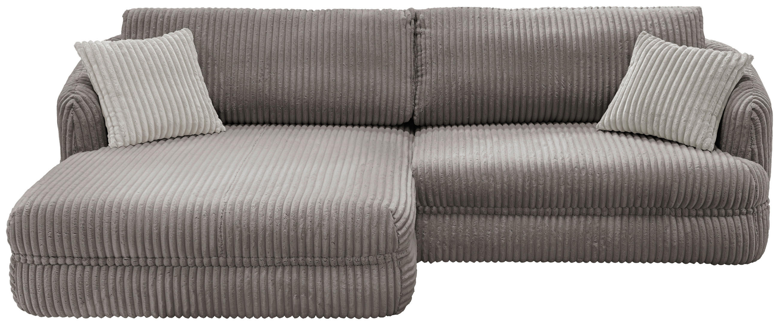 ECKSOFA in Cord Taupe  - Taupe/Silberfarben, Design, Kunststoff/Textil (161/284cm) - Livetastic
